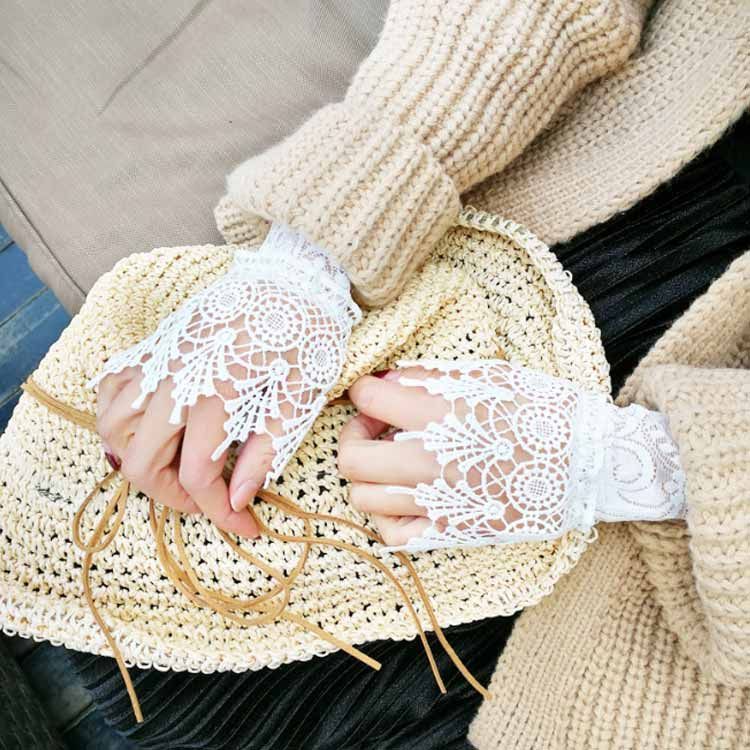 レース 付け袖 フリル つけ袖 刺繍 つけ袖 レース袖 レース