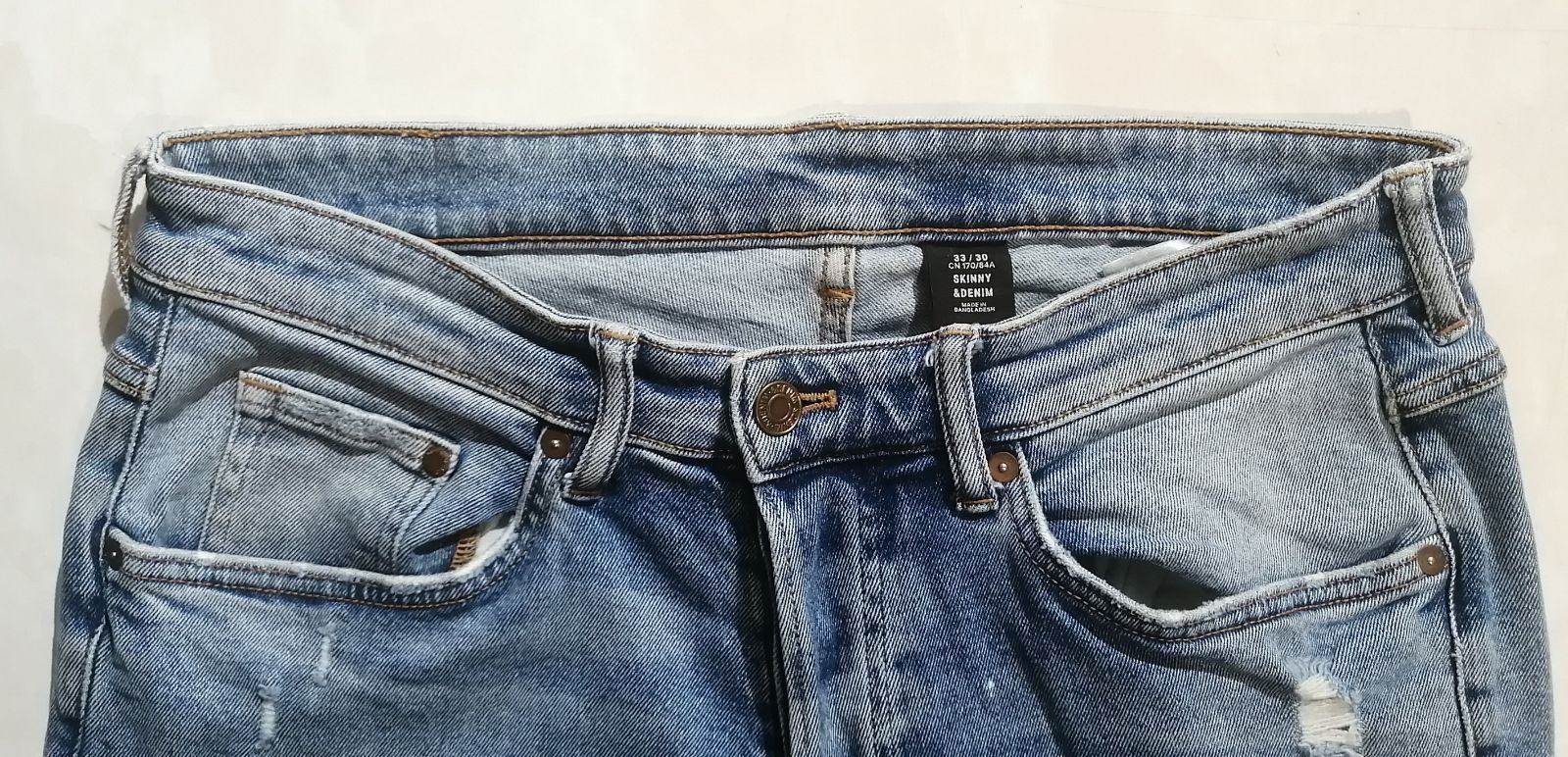 H&M エイチアンドエム スキニーデニムパンツ ダメージ加工 サイズ33/30 