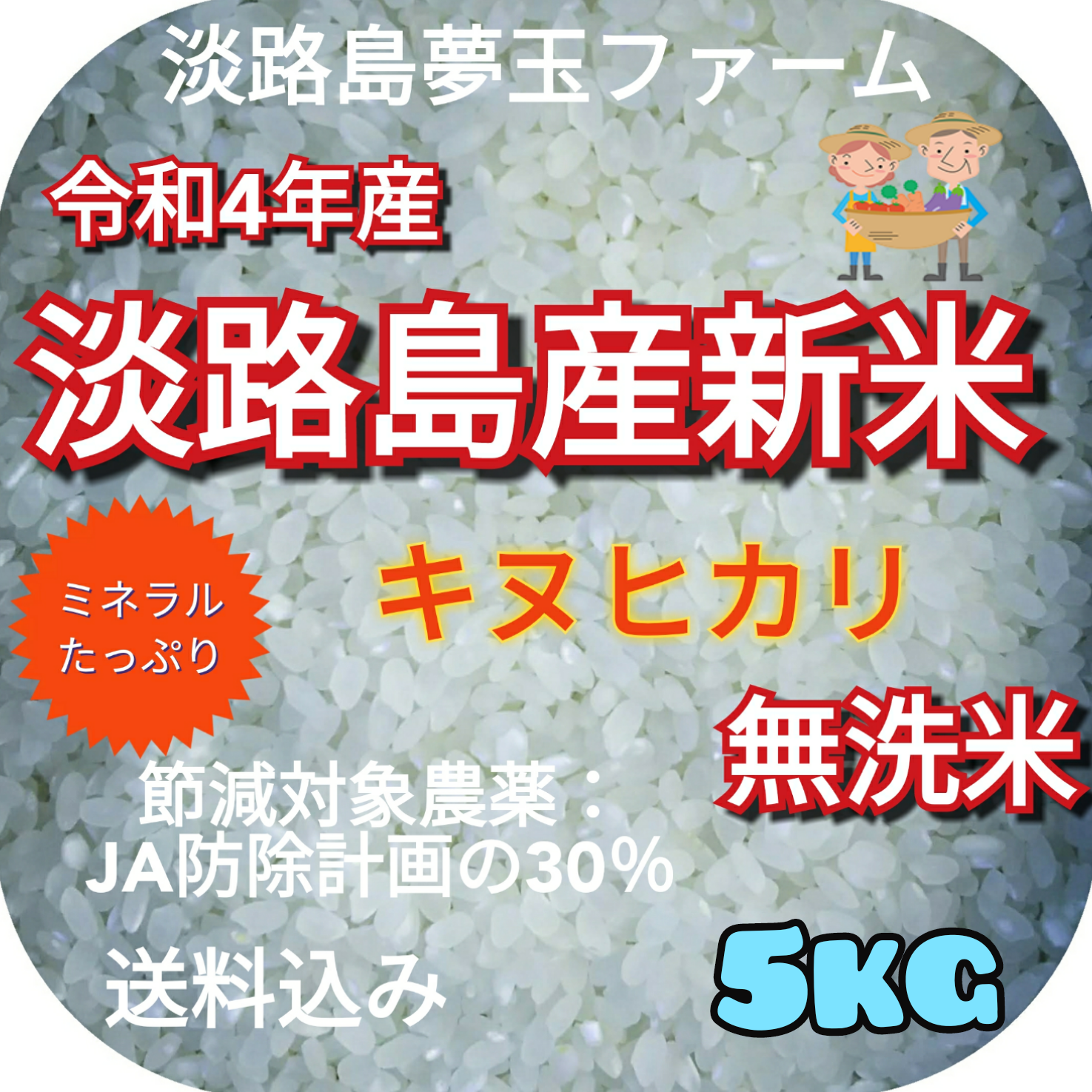 直営店に限定 令和4年産 キヌヒカリ 新米 玄米 20キロ 淡路島産 20kg