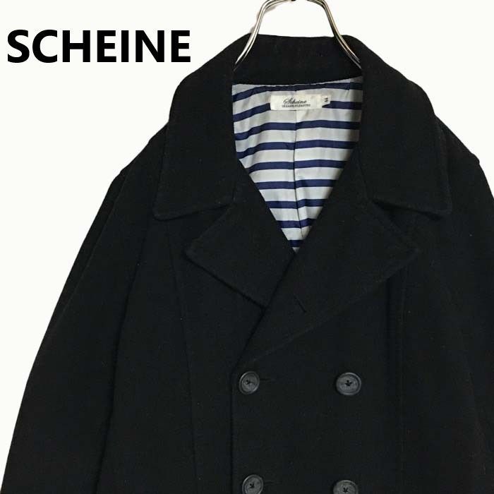 ウール混】シャイナ SCHEINE ピーコート メンズ 古着 ４４サイズ