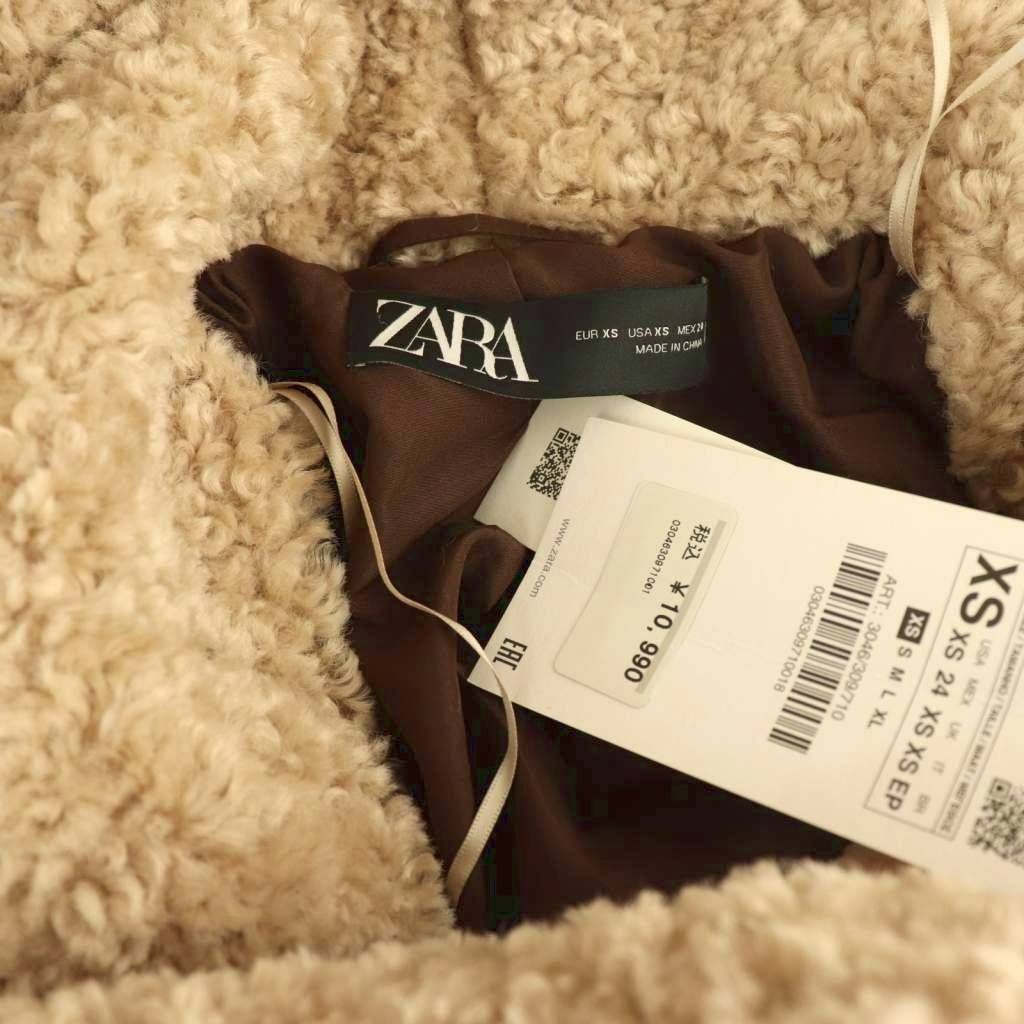 ZARA ベージュ ボア ロングコート ZARA ベージュ ボア ロングコート ZARAボア素材 ベージュ ロング