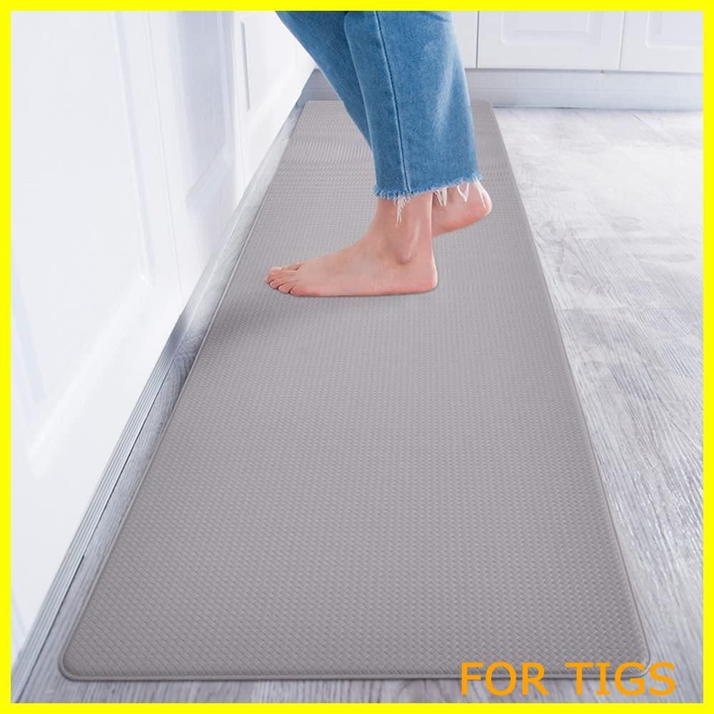 【在庫処分】Baibu Home キッチンマット 60×240cm PVC 厚さ8mm 洗濯いらず 低反発クッション ずれない 台所 マット 防汚 拭ける グレー