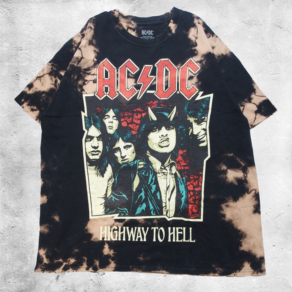 ACDC Tシャツ エーシーディーシー 地獄のハイウェイ バンド Tシャツ タイダイ柄 XLサイズ