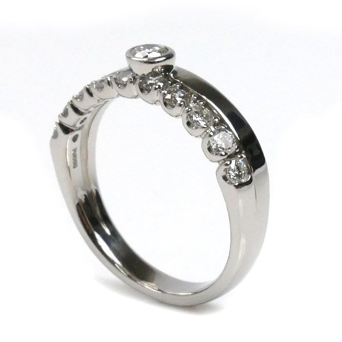 Pt1000プラチナ リング・指輪 ダイヤモンド0.135ct/0.48ct 15号