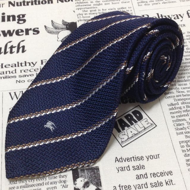 バーバリー Burberry Burberrys 微光沢 ネクタイ シルク 斜めストライプ レジメンタル ブランドマーク柄 ミックス I-006935 ゆうパケット