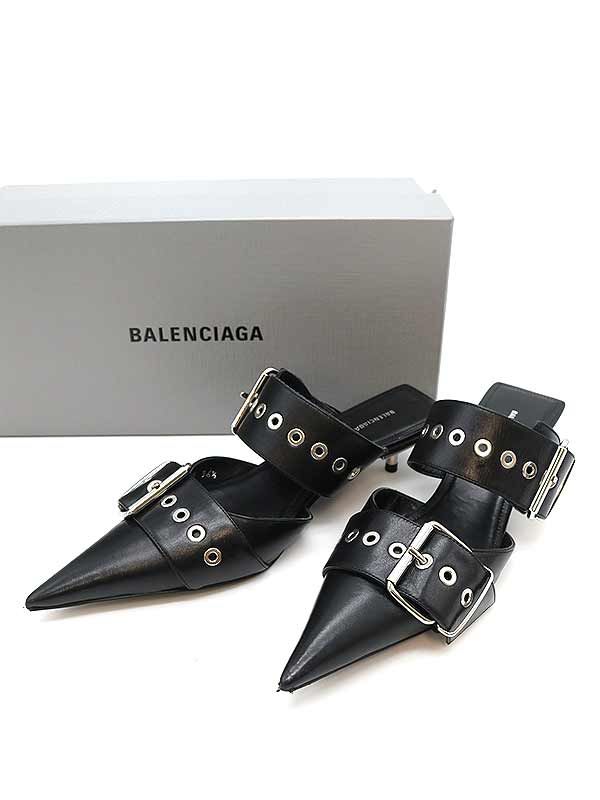 BALENCIGA スタッズシューズ　36 BALENCIAGA バレンシアガ ハトメスタッズミュール ブラック