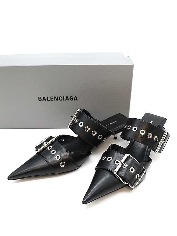 BALENCIAGA バレンシアガ ハトメスタッズミュール ブラック サイズ：36 1/2 - メルカリ