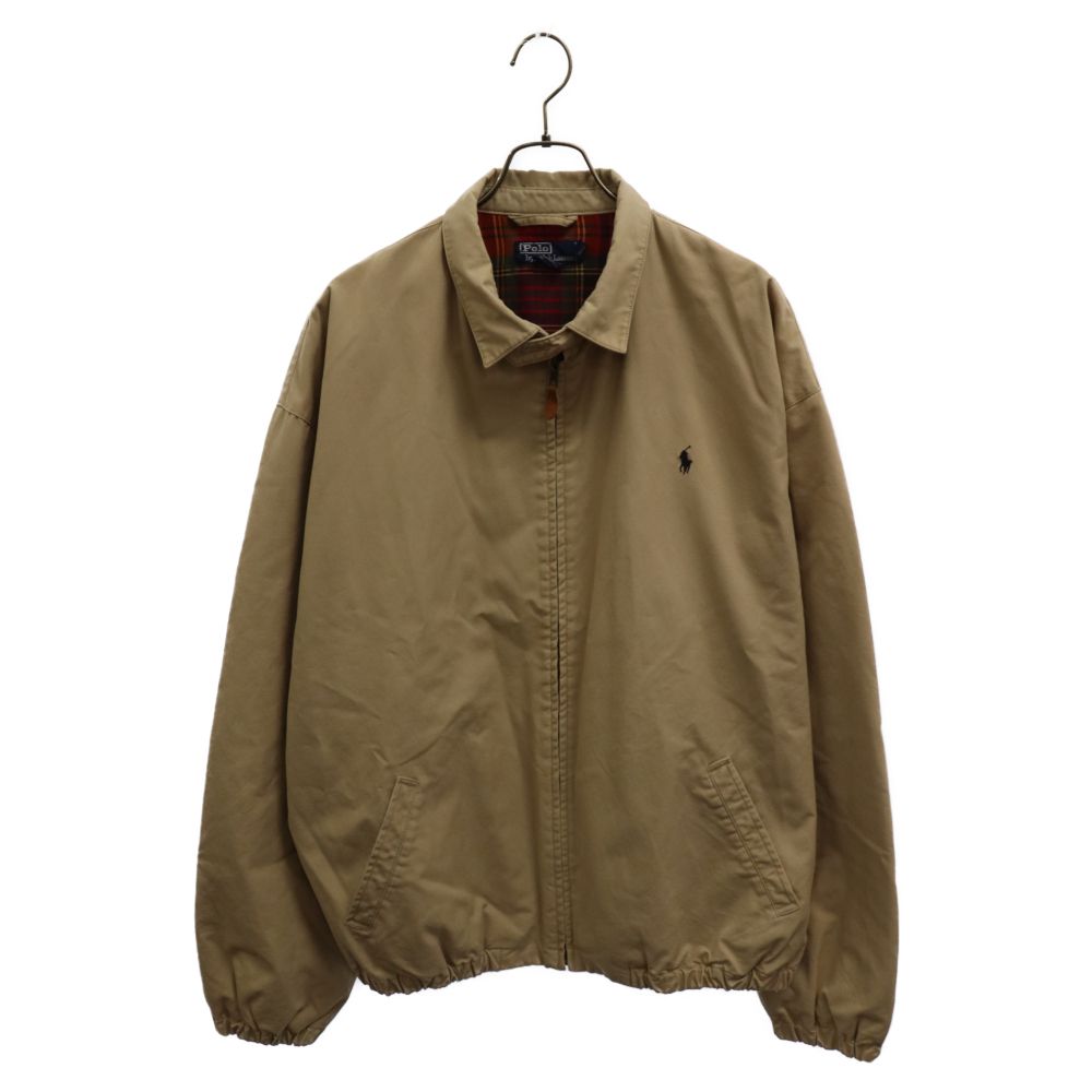 ポロラルフローレン　スウィングトップ　/XS　ベージュ　ロゴ刺繍　裏地チェック POLO RALPH LAUREN スイングトップ リバーシブル ベージュx