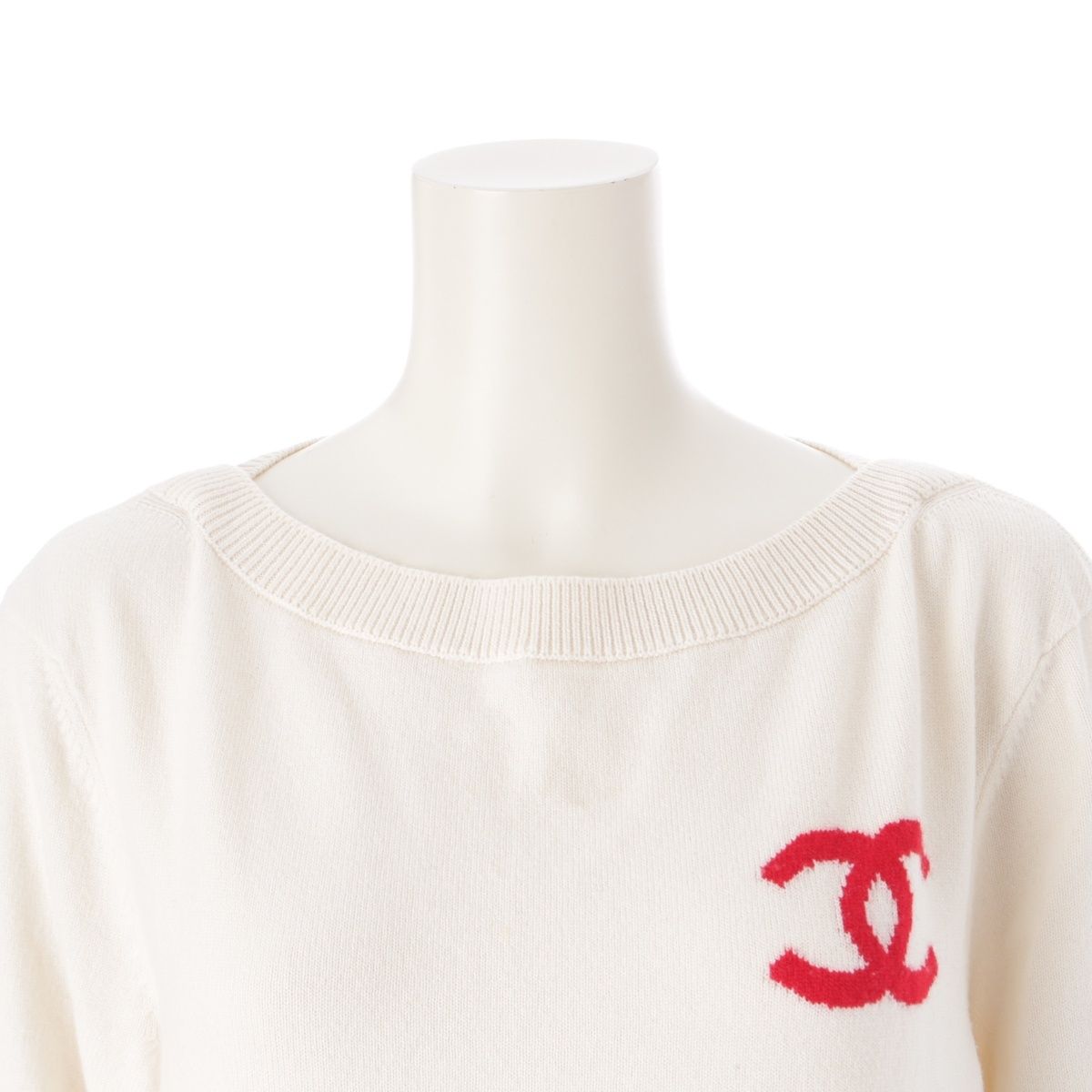 売れ筋商品|||シャネル LA PAUSA カシミヤ ココマーク セーター P60447 ホワイト アイボリー 34【中古】 シャネル LA PAUSA カシミヤ ココマーク セーター ニット P60447