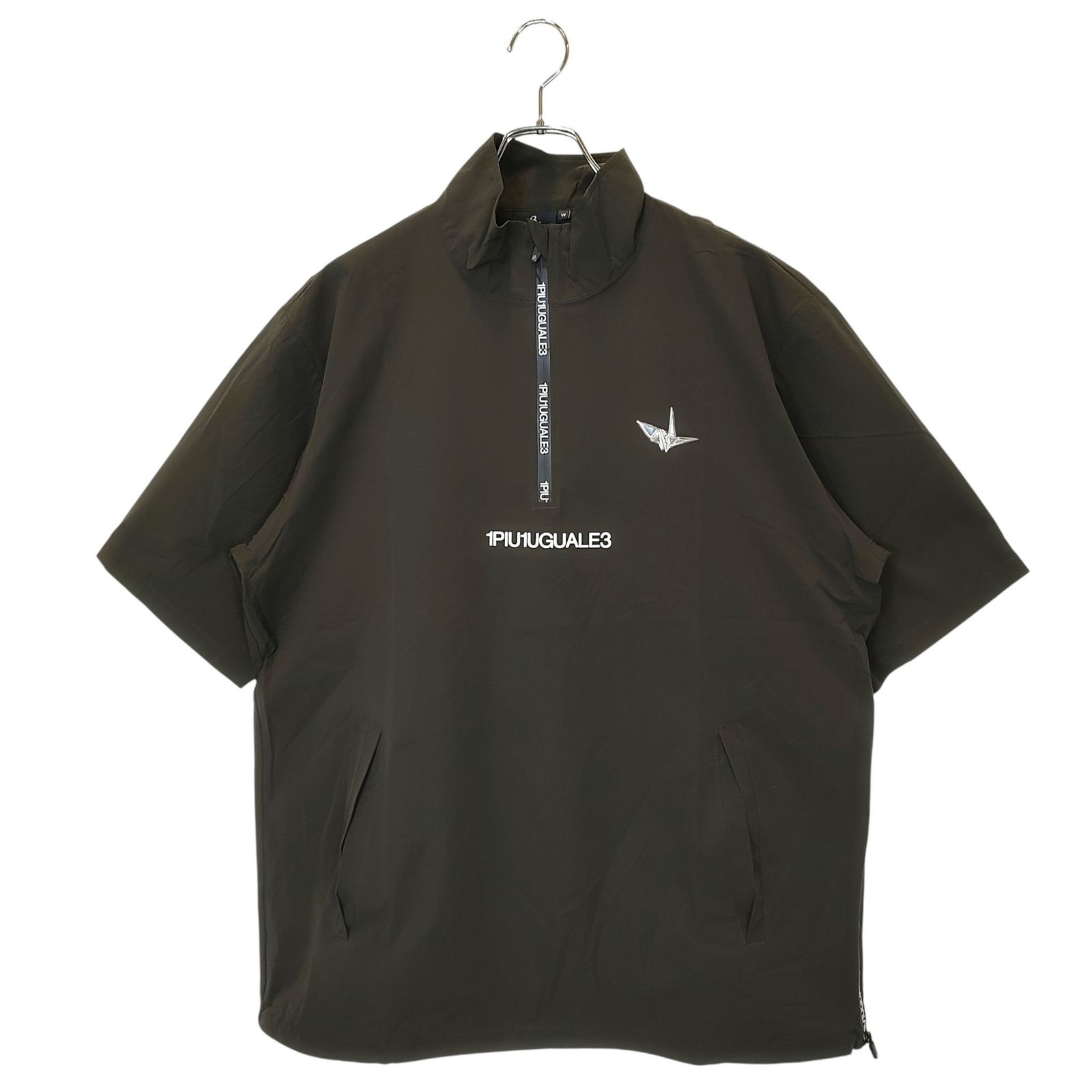 1PIU1UGUALE3 GOLF ウノピゥウノウグァーレトレ ゴルフ S|S RAIN レイン 半袖 ハーフジップ シャツ GRB128 GPE003 7 XXL カーキ メンズ