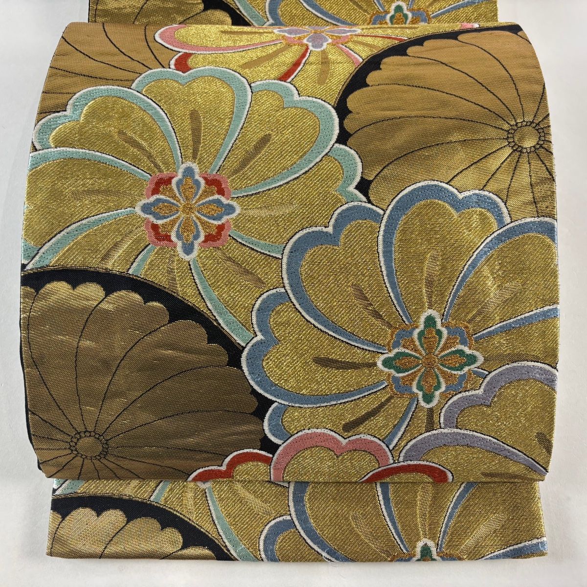 袋帯 秀品 花 刺繍 金糸 金色 六通 正絹 【中古】 - メルカリ