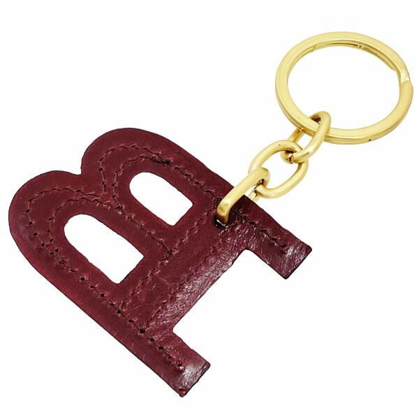 バーバリー キーホルダー Bロゴ キーリング レザー 革 ボルドー系 ゴールド金具 BURBERRY チャーム バッグチャーム キーチャーム キー 鍵 ブランド小物
