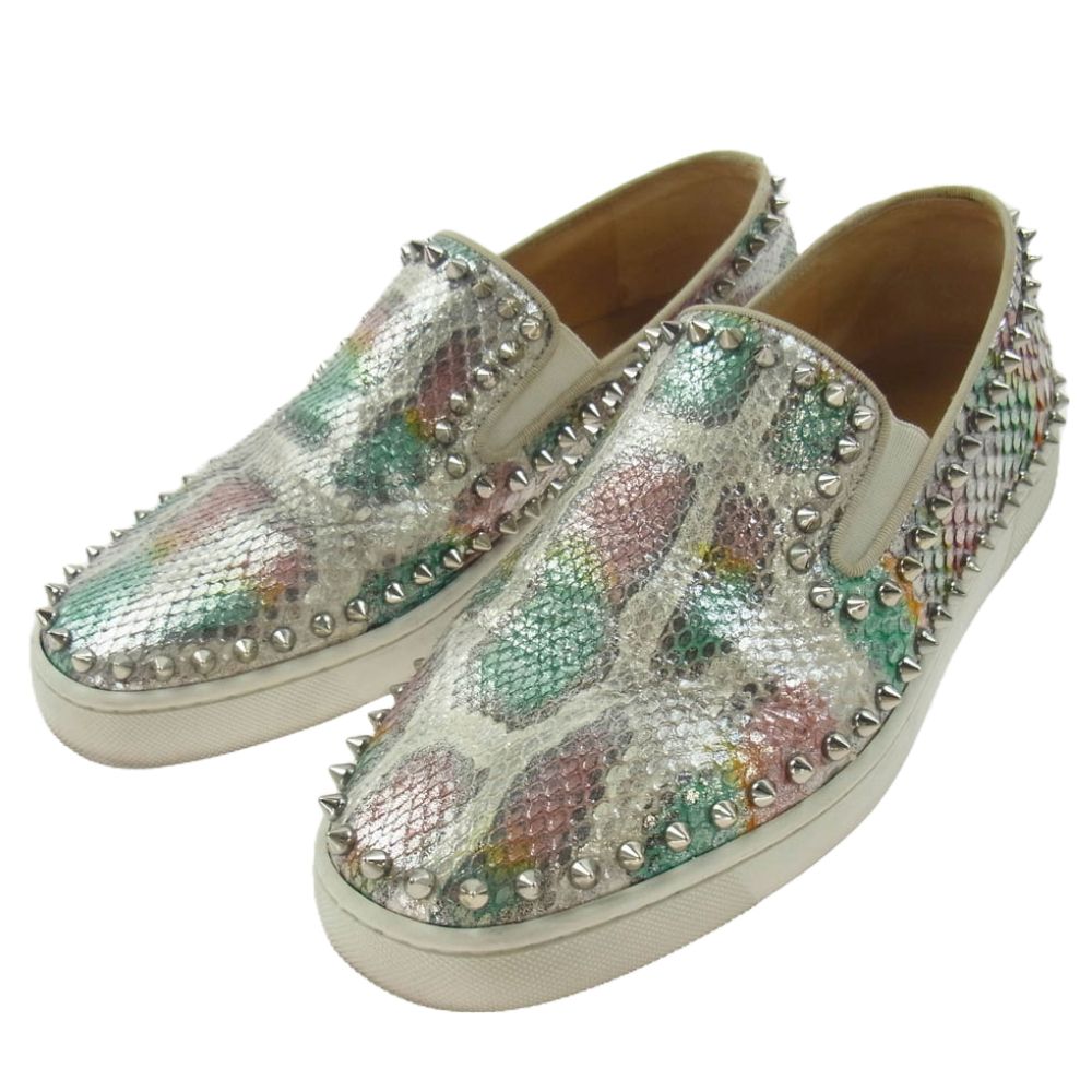 美品✨ ルブタン スパイクスタッズ メンズ 26cm相当 クリスチャンルブタン スパイクスタッズ レザー スリッポン 40