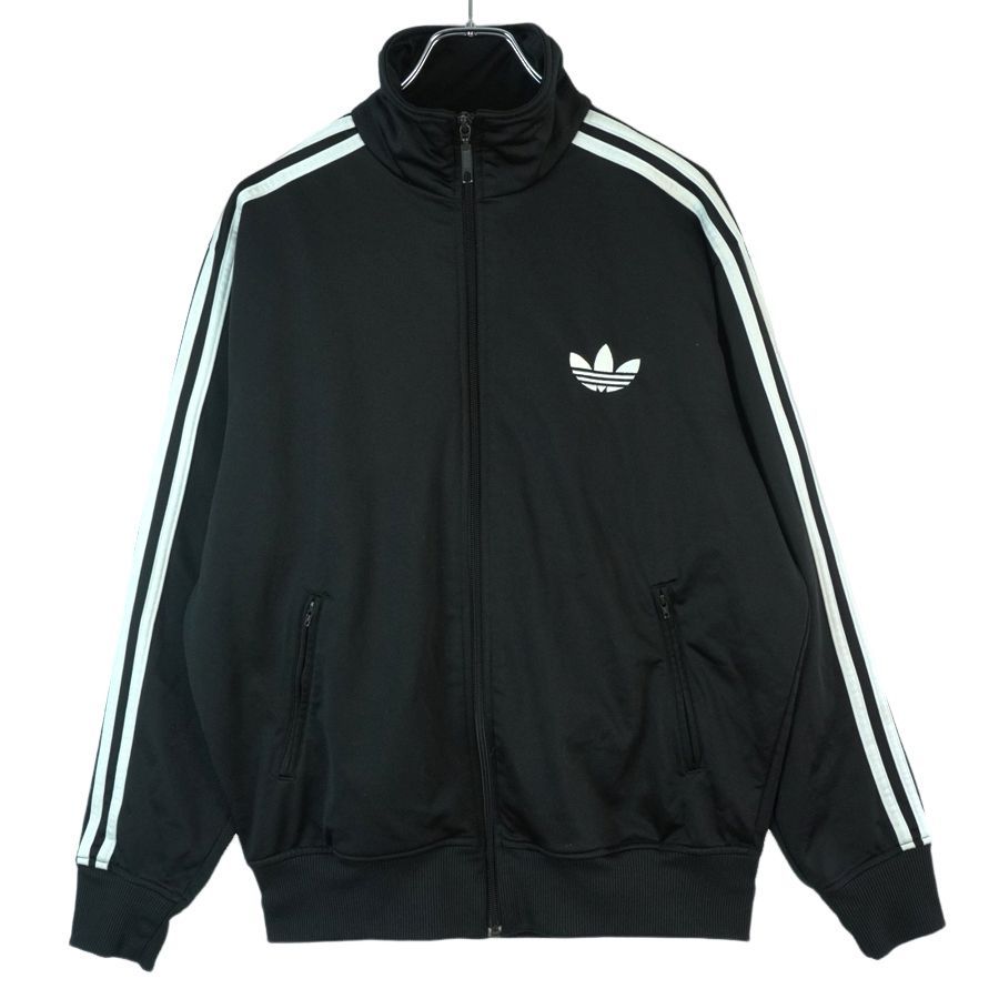 希少！adidas アディダス トラックジャケット 黒 白タグ 三本線 adidas 太3本ライントラックジャケット 黒×白 size:O-古着屋マッシュ