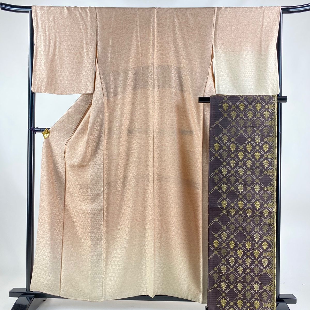 長襦袢 身丈119.5cm 裄丈65cm M うさぎ 月 ぼかし ベージュ 正絹 たもてる 