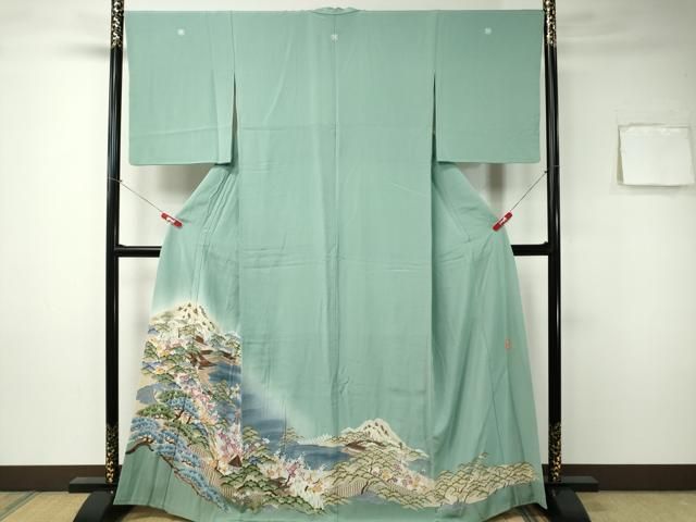 平和屋着物○上質な色無地 紋意匠 茶鼠色 正絹 逸品 未