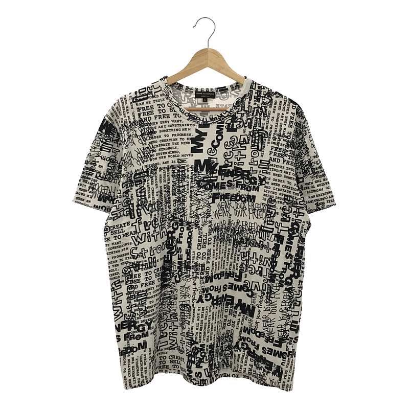 COMME des GARCONS HOMME PLUS / コムデギャルソンオムプリュス | プリント 総ロゴ クルーネック カットソー | L | ホワイト/ブラック | メンズ