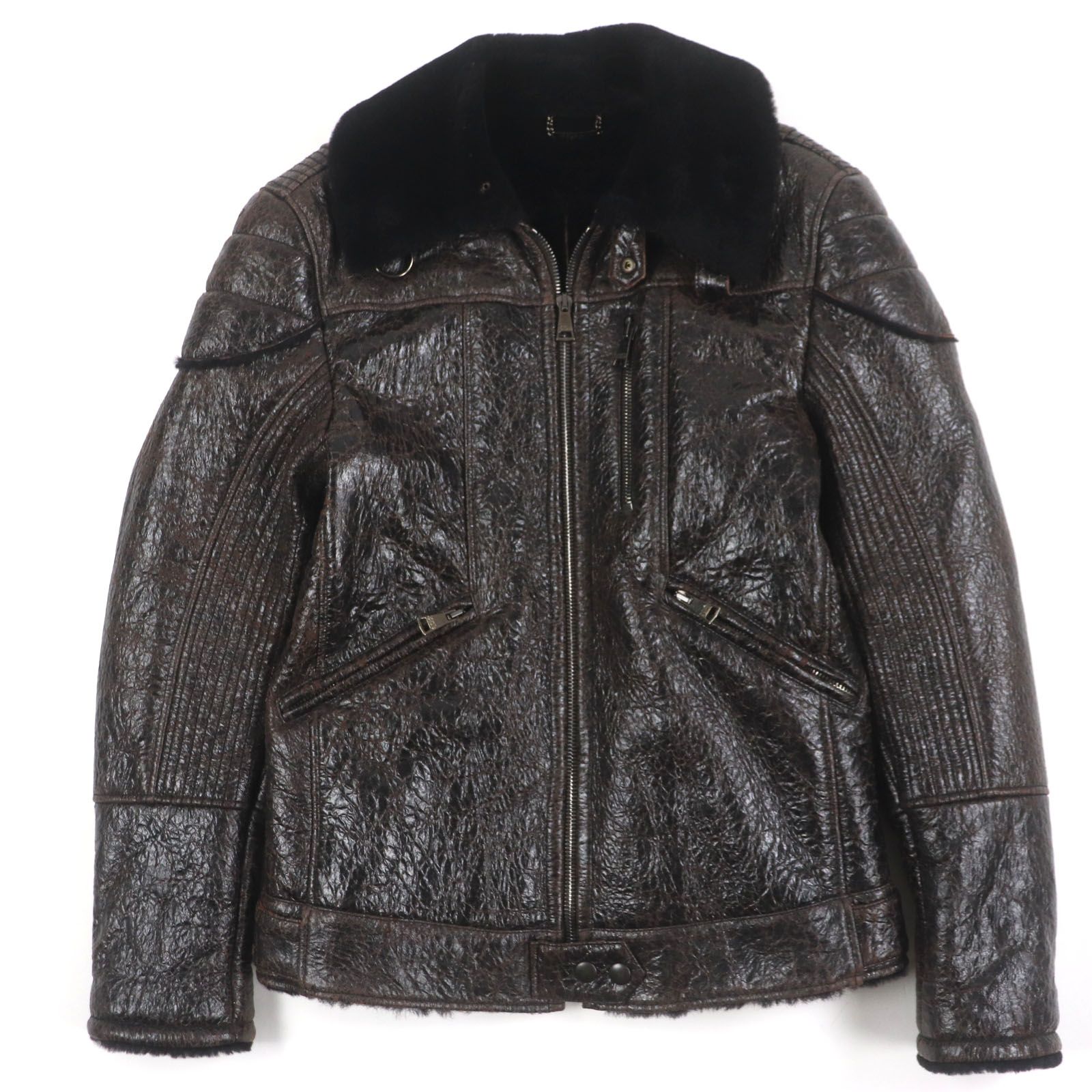 DOLCE&GABBANA メンズ　ジャケット　48 DOLCE&GABBANA パイソン レザー ライダース ジャケット 48