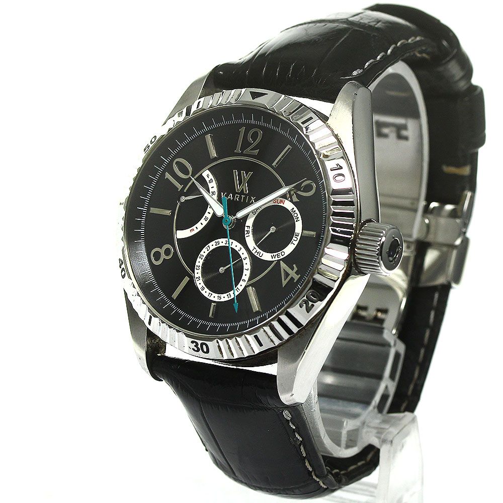 ヴァティックス メンズ腕時計 ＳＳ／革 黒 デイデイト パワーリザーブ　 ダイヤ入り　0211900182 ヴァティックス VARTIX WA1VN デイデイト パワーリザーブ 自動巻き