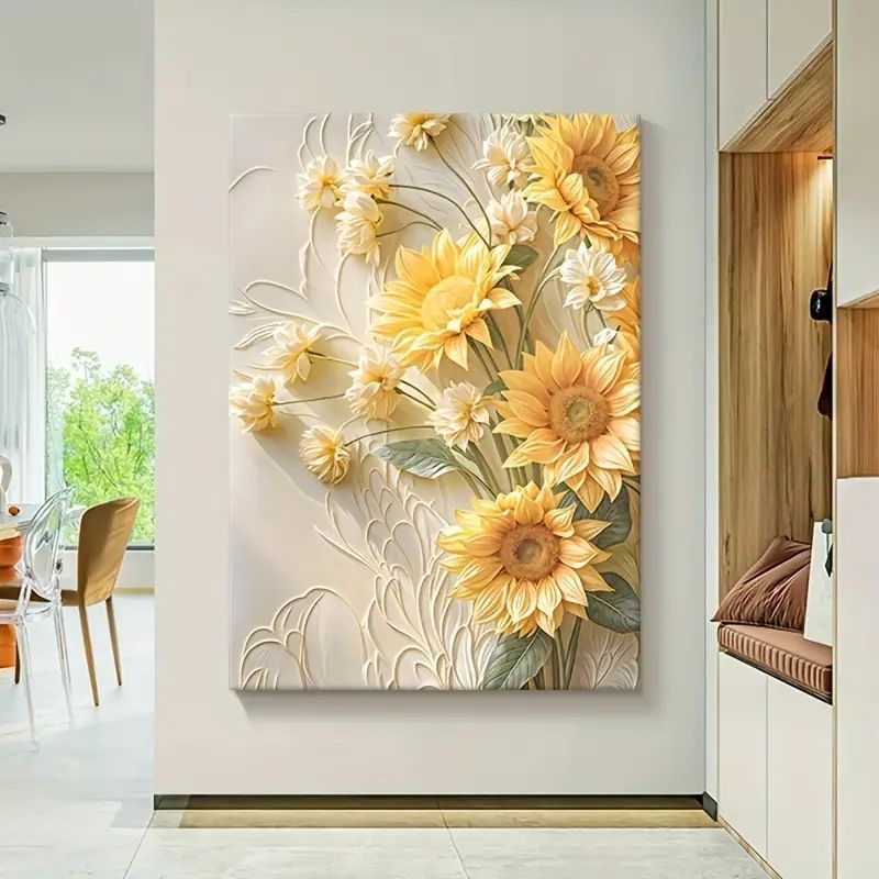 【別倉庫からの配送】 多色花柄キャンバスアート 約60cm 50cm x アート・デザイン・音楽