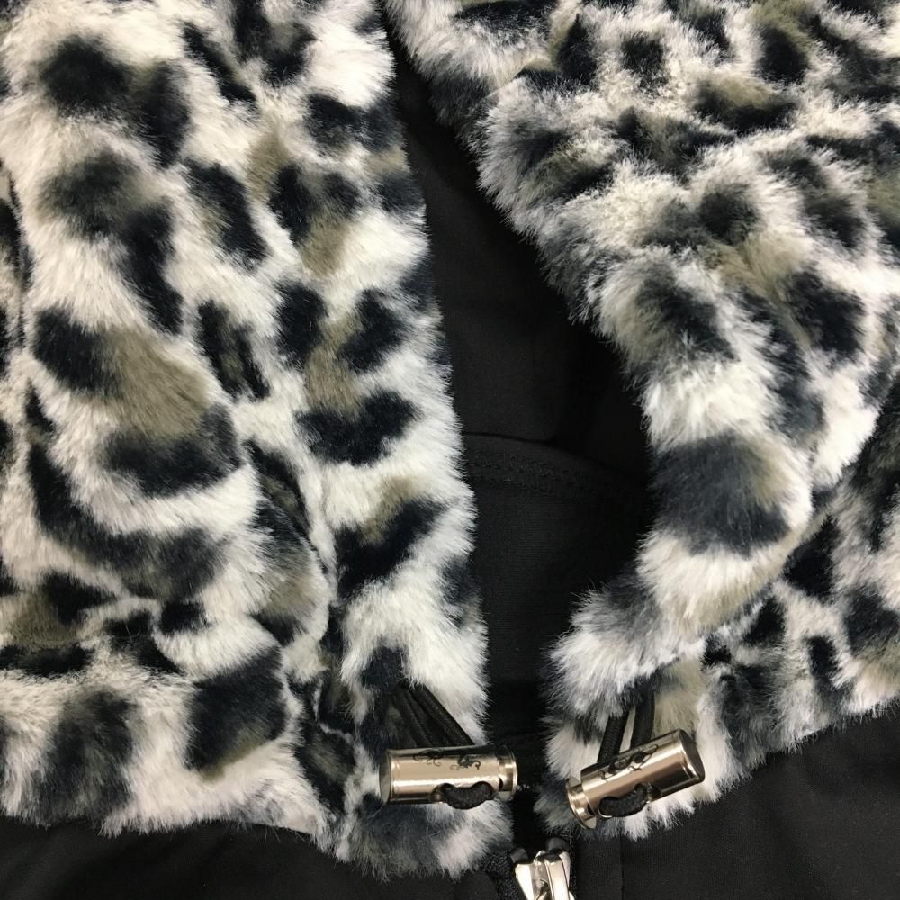 【人気のアイテム】 超 ダンスウィズドラゴン ジップパーカー 黒×グレー フードレオパード柄 ファー レディース 2 M ゴルフウェア Dance With Dragon 今すぐ一括検索！