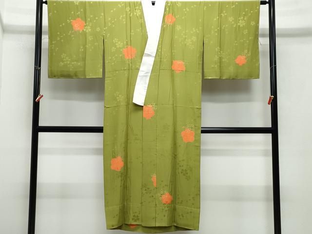 平和屋着物○長襦袢 無双仕立て 舞花文 反端付き 正絹 逸品 未使用