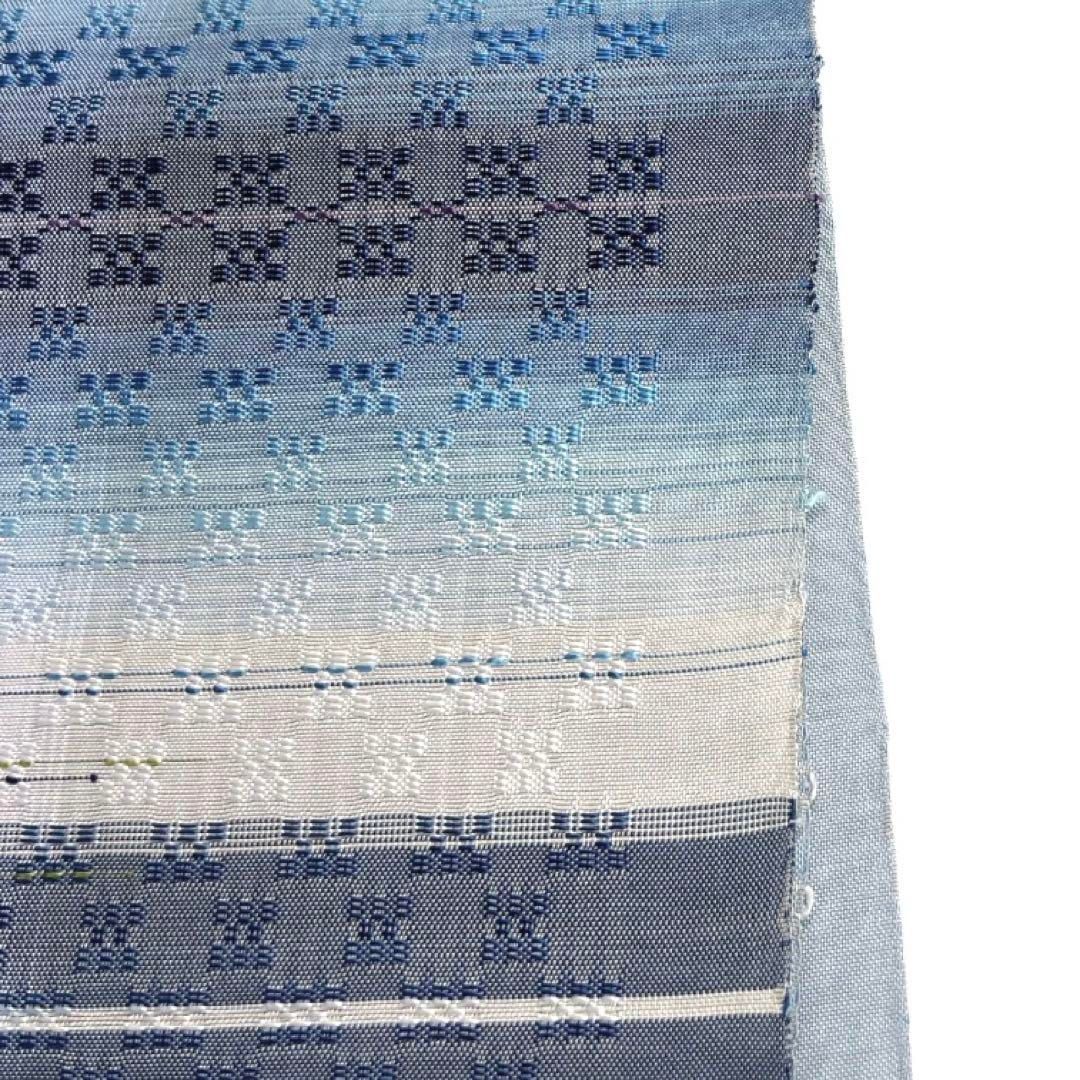 工房真南風 仲宗根めぐみ 名古屋帯 反物 花織 清藍 手織り 着物 015a d  