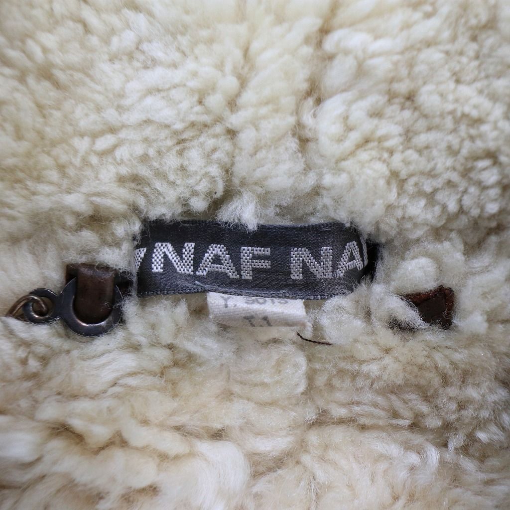 NAF NAF リアルムートン B3タイプ レザージャケット 防寒 防風 カジュアル ブラウン (レディース Lサイズ相当) 中古 古着 O8917