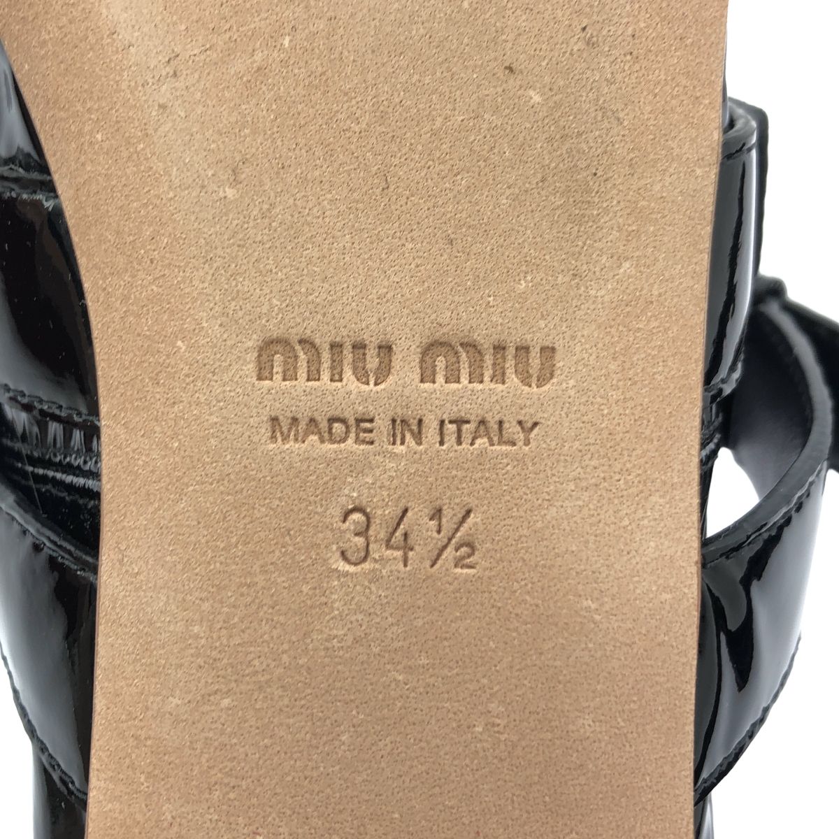 【美品】ミュウミュウ ブラック リボン パテントレザー バレエシューズ 美品】 miu miu / ミュウミュウ | パテントレザー リボン ダブル