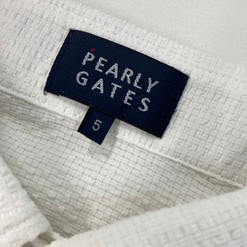 新品 パーリーゲイツ 半袖 シアサッカー ポロシャツ 5 (L) ホワイト ロゴ PEARLY GATES PGG パーリーゲイツ 半袖ポロシャツ シアサッカー