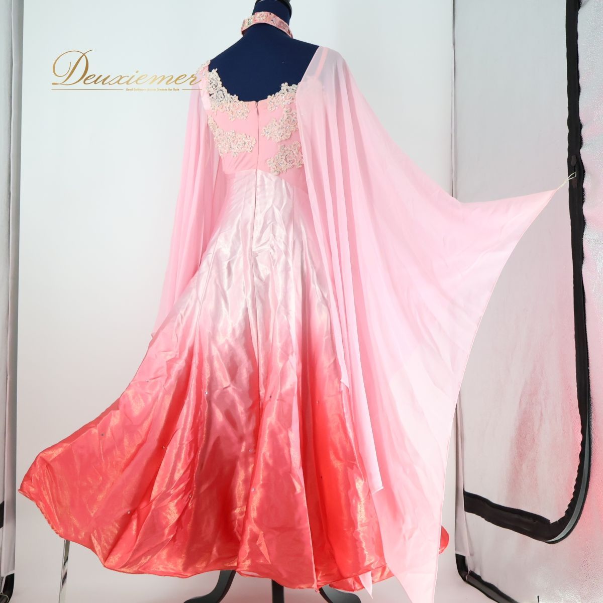 美品 社交ダンス衣装】ピンク leirena ワンピース ドレス フロート 美