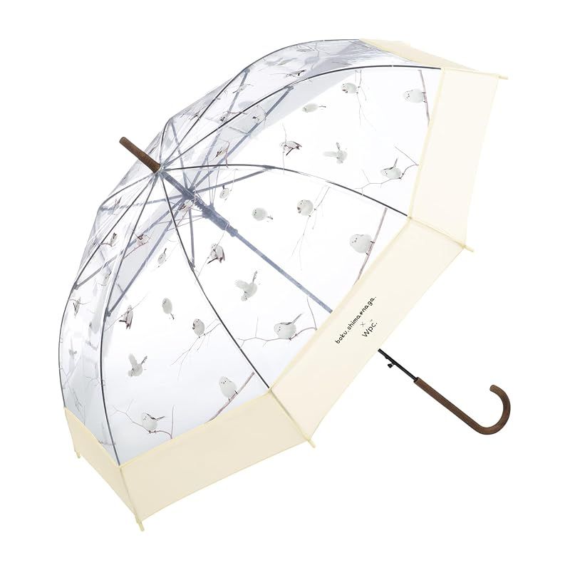 Wpc. 雨傘 [ビニール傘] やなぎさわごう×Ｗｐｃ．?シマエナガ オフ 長傘 親骨61cm レディース 長く使える ジャンプ 大きい 雪の妖精 鳥 耐風 丈夫 生き物モチーフ 映え 癒し系 おしゃれ 可愛い 