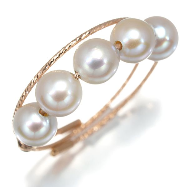 パール 真珠 4.8mm ミラーボール フリーサイズ リング K18PG/ワイヤー  