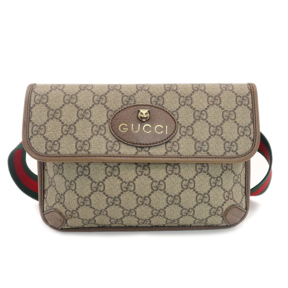 グッチ GUCCI ネオ ヴィンテージ ウエストバッグ GG スプリーム ボディバッグ ベージュ メタルキャット シェリーライン 7-9-458