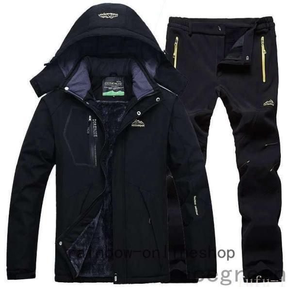 2点セットスキーウェアメンズ上下セットスノーボードウェア暖フード付きマウンテンジャケット厚手中綿防寒アウトドア防水マウンテンジャケット