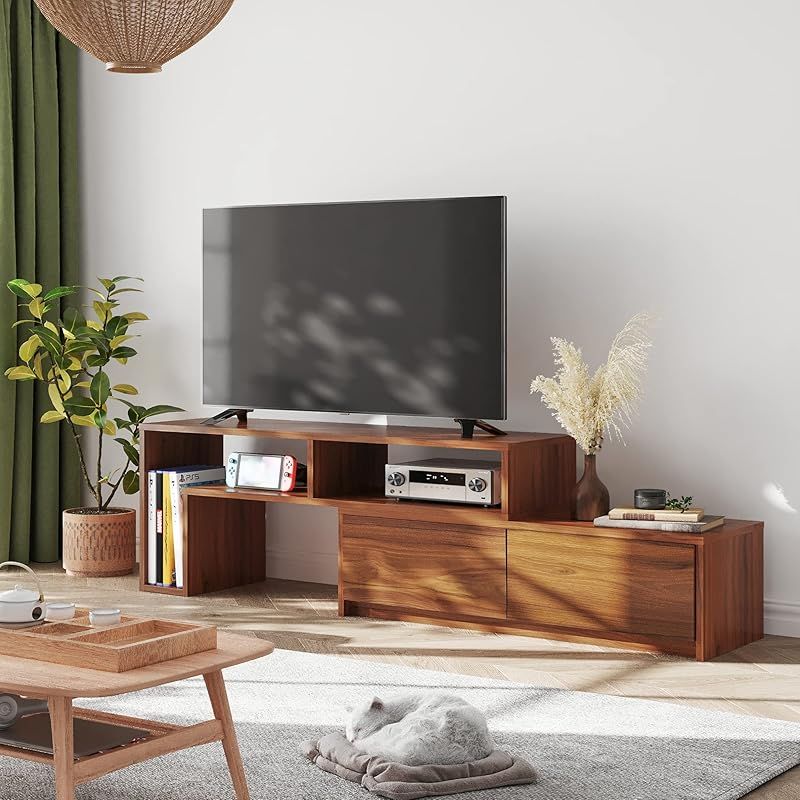 WLIVE テレビ台 テレビボード ローボード 伸縮 角度自由 コーナー 左右レイアウト 42 32インチ 省スペース 引き出し 収納 耐荷重60kg 北欧 おしゃれ ウォールナット 0