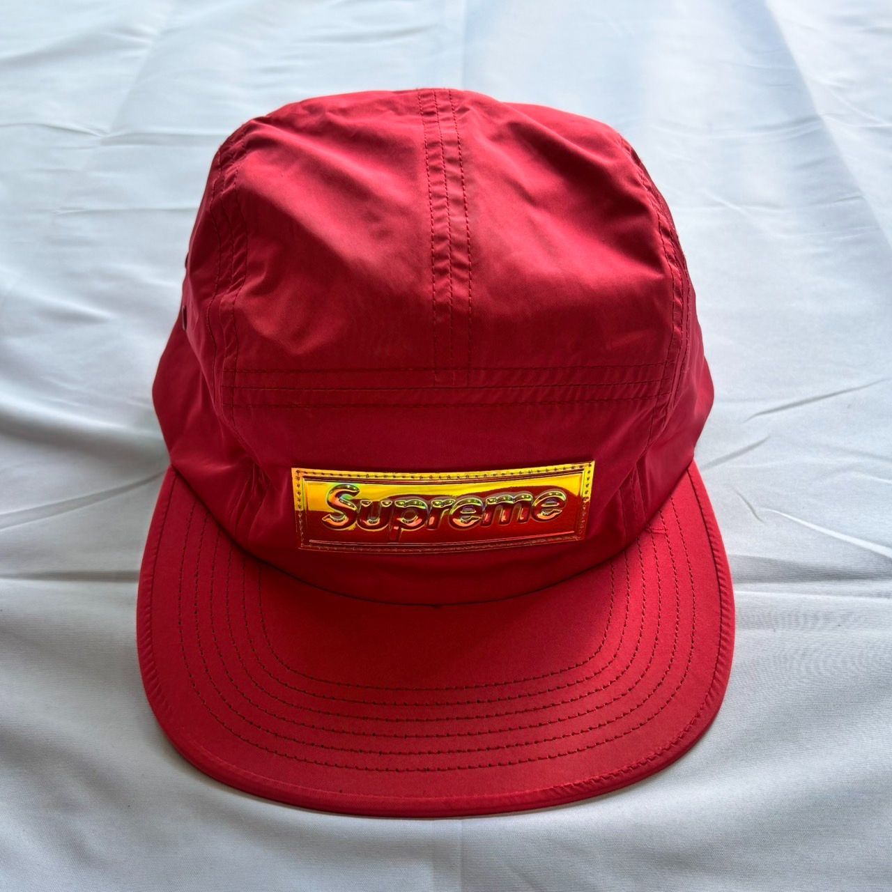 17ss Supreme Iridescent Logo Camp Cap Red | eBay