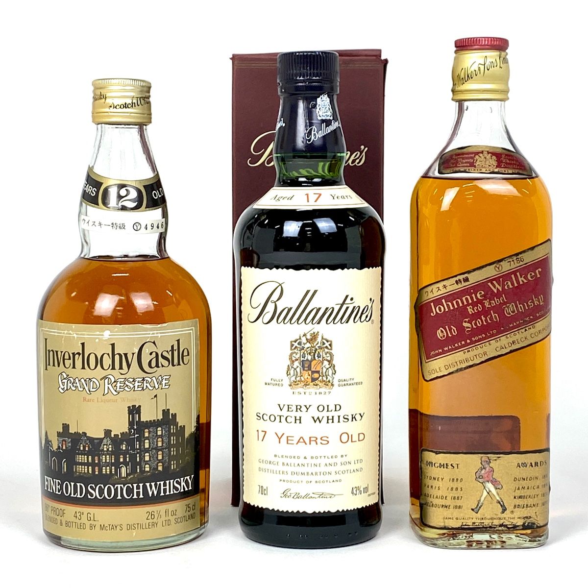 3本 ジョニーウォーカー バランタイン INverlochy Castle スコッチ 750ml ウイスキー セット 古酒