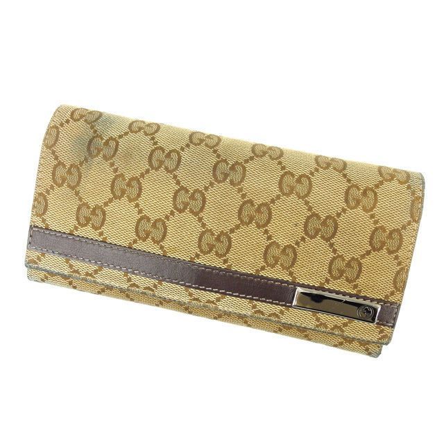 グッチ 長財布 GGキャンバス ブラウン×ベージュ GUCCI 最新 長サイフ