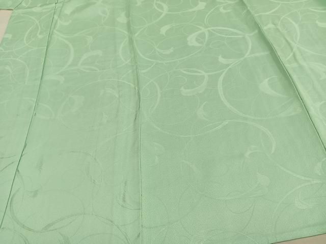 平和屋着物▽上質な色無地　単衣　唐草地紋　青竹色　正絹　逸品　AAAW1426fy 平和屋着物▽上質な色無地 単衣 唐草地紋 青竹色 正絹 逸品 AAAW1426fy