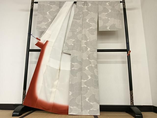 平和屋着物○本場大島紬 白大島 緯総絣 花菱文 正絹 逸品 AAAV9415ph