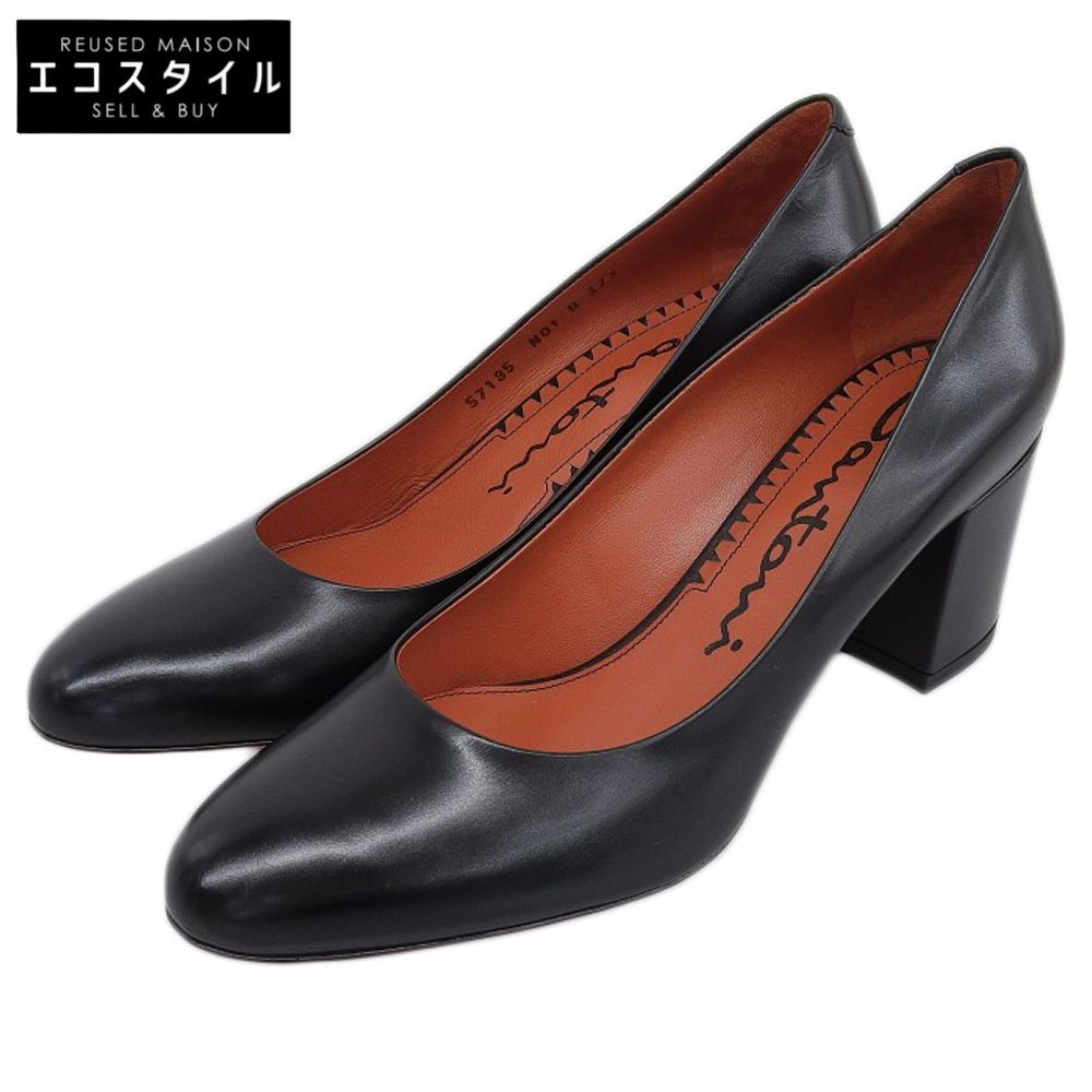 SANTONI サントーニ 6.5cmヒール パンプス レディース 黒 ブラック 37 1|2 E95A 57185 37 1|2