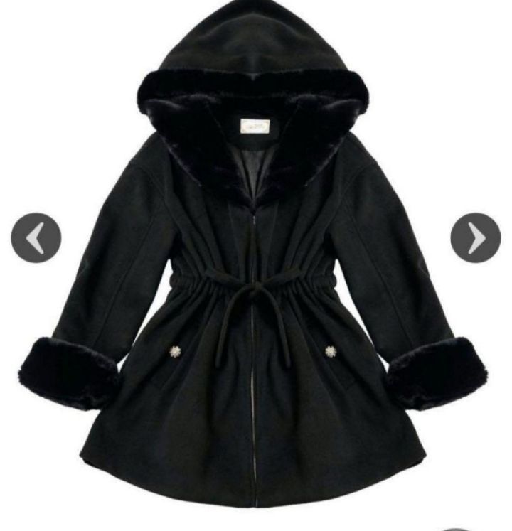 ミシェルマカロン ウエストリボンコート ファー ブラック フリーサイズ