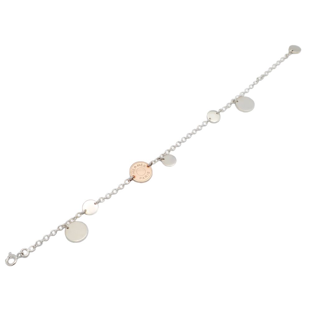 天白】エルメス エクスリブリスPM ブレスレット 750PG 925 ピンク  