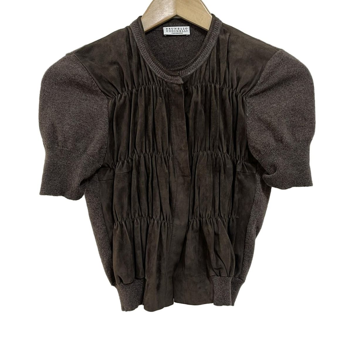 【極美品】ブルネロクチネリ 半袖カーディガン イタリア製 M グレー 希少 BRUNELLO CUCINELLI(ブルネロクチネリ) カーディガン サイズL