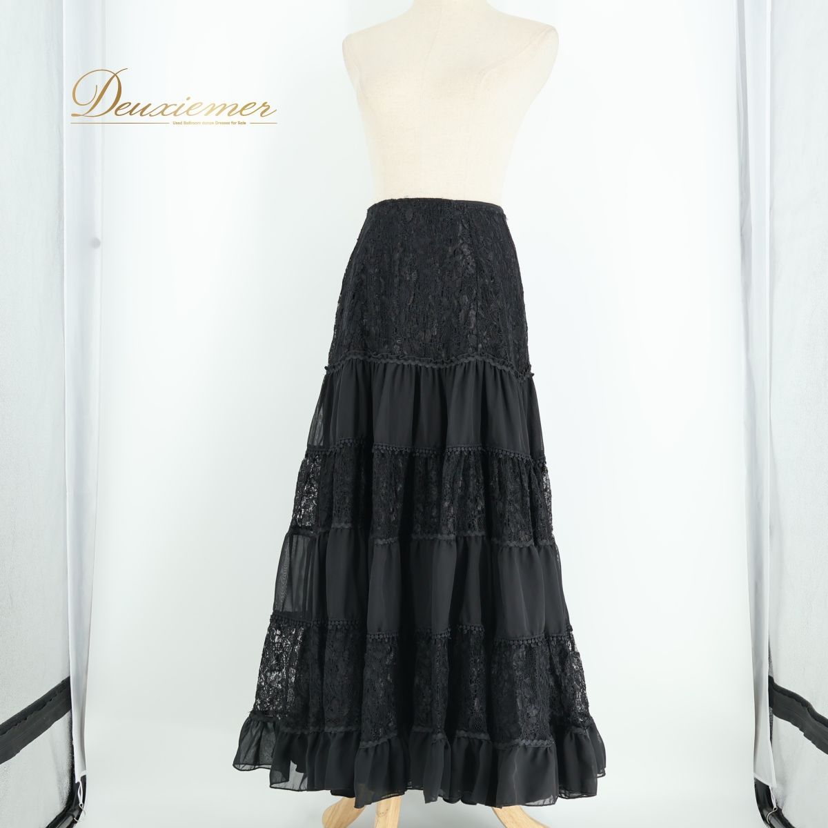 【美品 フラメンコ衣装】ブラック SONIA JOHNES ファルダ スカート 美品 フラメンコ衣装】ブラック SONIA JOHNES ファルダ スカート
