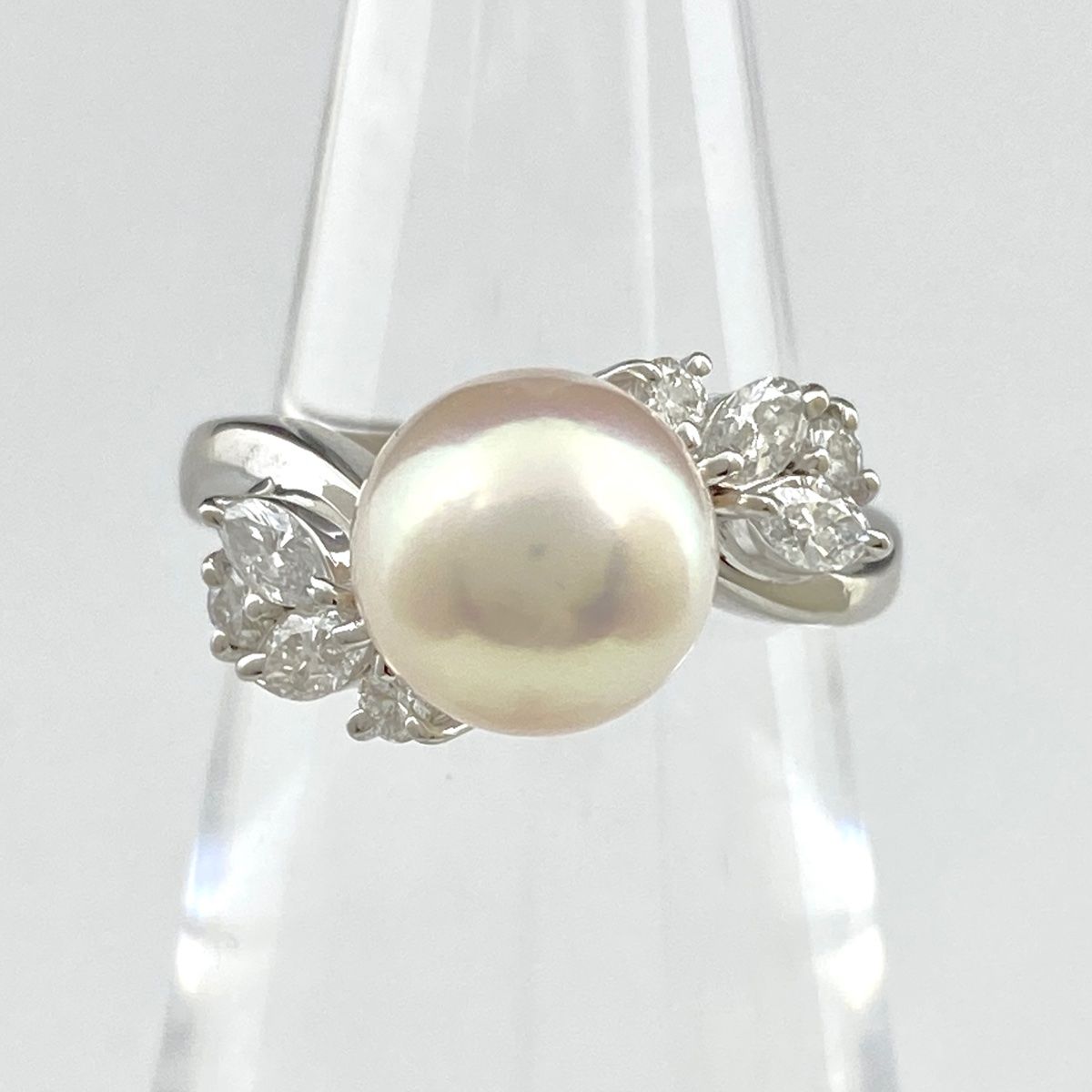 タサキ TASAKI パール デザインリング プラチナ 指輪 メレダイヤ 真珠 