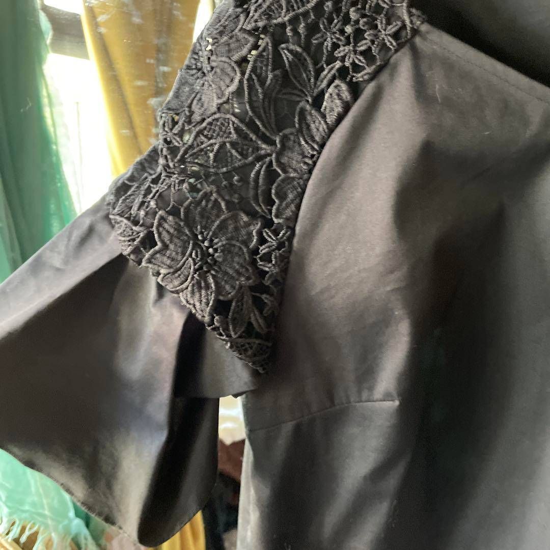 M-premier エムプルミエ38 新品ブラウス 黒 エムプルミエブラック M-premier BLACK 刺繍 花柄 カットワーク