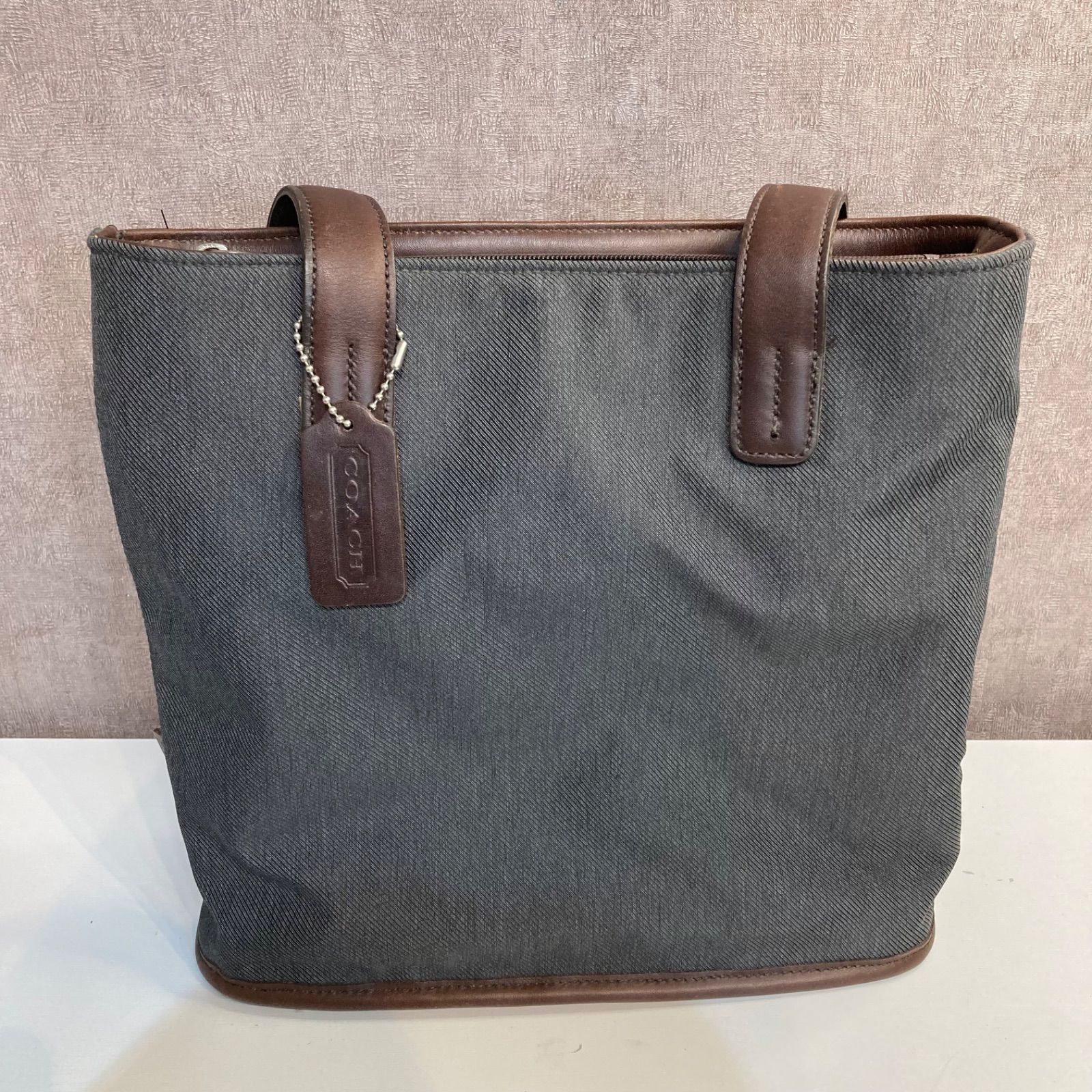COACH コーチ 肩掛け 縦型 ショルダーバッグ グレー ブラウン - メルカリ