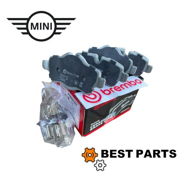 新品 BMW MINI リアブレーキパッド 鳴き止プレート付き R55 56 34216778327 セラミック低ダスト 34216778327brembo